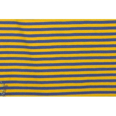 Jersey raye Sonnengel / dunkel blau lillestoff bio bleu jaune