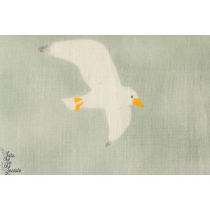 Coton Double Gaze Seagulls,mouettes,  sur fond Bleu vert, by Kokka.