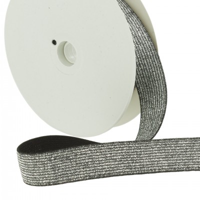 ceinture Elastique Lurex 20mm Noir argent