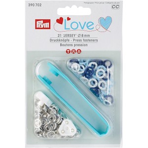 pression jersey Prym Love 390702 8mm blanc bleu marine