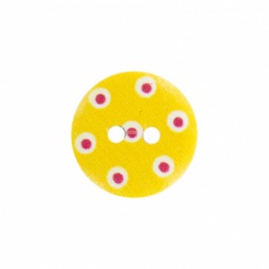Bouton 14mm jaune à pois rouge