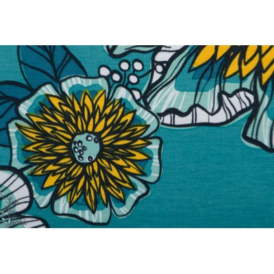 Modal Sunset Blossom lillestoff fleur petrol femme mode 