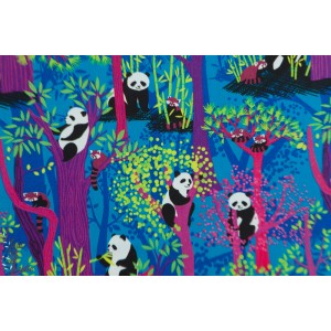 Popeline Blend Bamboo Earters Blue bambou panda animaux 