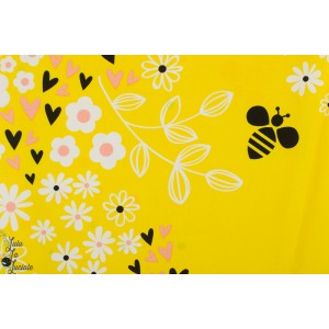 panneau Popeline Bee Happy abeille soleil jaune été timeless treasures