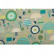 Popeline Cotton Steel H0101-LE2U MORI NO TOMODACHI - KINOKO YAMA campgnon animaux vert jaune 