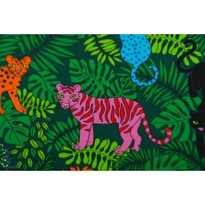 Jersey  Jungle Cats green Vintage in my heartfelion animaux retro tigre lion