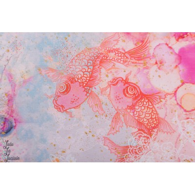 Modal Gluck im teich Lillestoff gisi carpe poisson eau japon rose fleur mode femme 