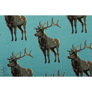 Sweat French terry SYAS Deer Trellis Bleu Soft cactus cerf animaux 
