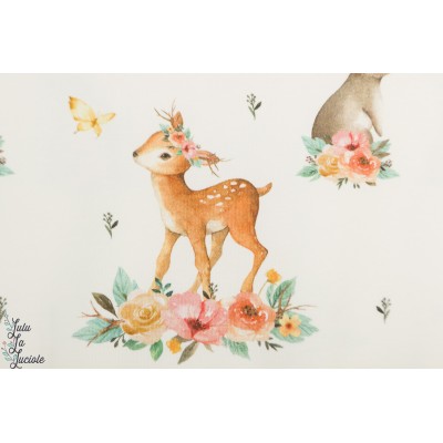 Jersey bio Spring Deer Tygdrommar biche animaux, fleur fille blanc lapin bambi enfant 