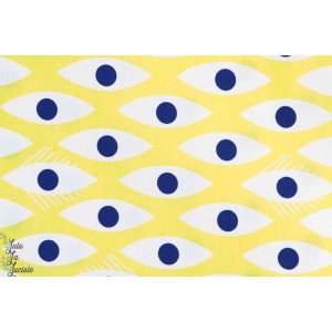 tissu coton mcb madame casse bonbon Popeline ZIEUX jaune rétro vintage, mode 