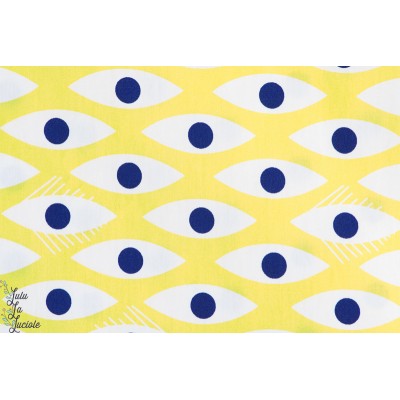 tissu coton mcb madame casse bonbon Popeline ZIEUX jaune rétro vintage, mode 