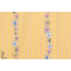 jersey Bio Weaving flowers Chat Chocolat rayure fleur jaune 