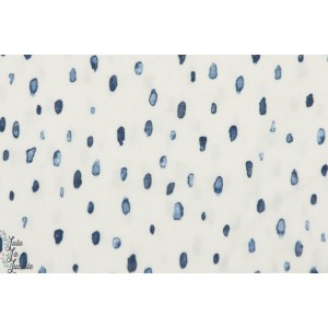 tissu coton Double Gaze DROPS blue on white pluie by Kokka couture femme 