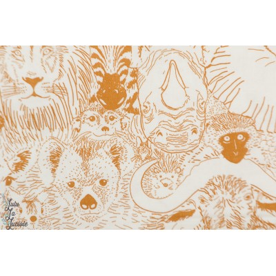 Popeline Bio Wild things  Gold From Grasslands by Sarah Watson Cloud8