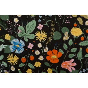 Viscose Strawberry Fields - Black Rayon Fabric - Cotton and Steel - Rifle Paper Co
