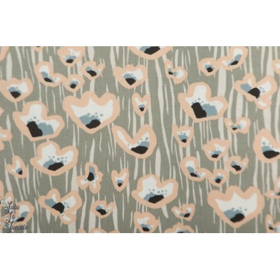 Popeline Cotton Steel ST101-GY3 In Bloom - Wildflowers - Gray Fabric