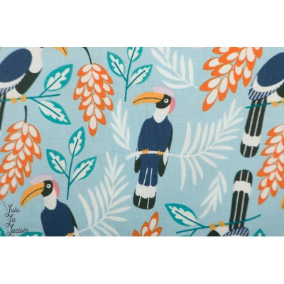 Popeline Bio the Tiny Garden cactoes Tropical Lush blue Nerida Hansen