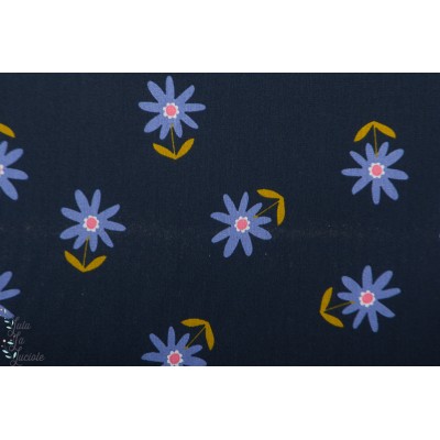 Coton impermeabilisé fleur bleu Poppy