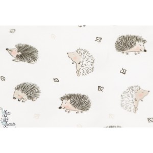 French terry brossé Hedgehogs hérissons blanc  MeganBlue