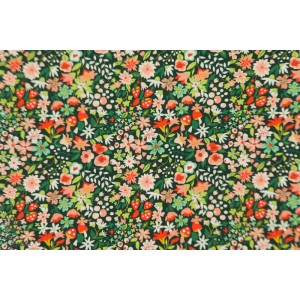 Popeline Woodland Forest Emerald  from Amour Vert by Monaluna Fabrics
