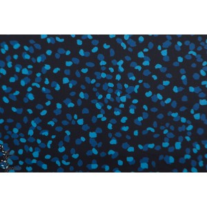 Coton satiné petits pois bleus sur bleu kokka
