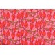 Voile de coton - baptise avec liseré fils métalisés fleurs rouge et rose