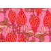 Voile de coton - baptise avec liseré fils métalisés fleurs rouge et rose