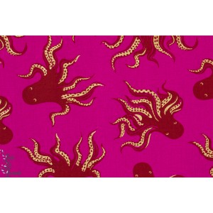 Popeline Ruby Star Society Darlings 2 Octopus - Berry Metallic