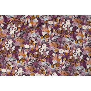 Flower Wealth - M - Toile de Coton Gabardine - Violet Nocturne - R