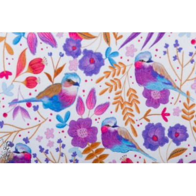 Sweat digital Poppy  Birds and flowers blanc