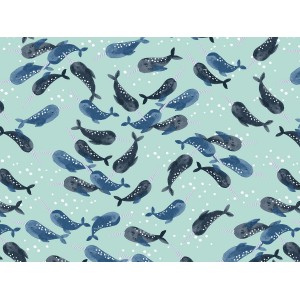 Popeline -CC403-BD1P Cosmic Sea - Unicorn of the Sea - Blue Dream Pearlescent Fabric-Cotton and Steel