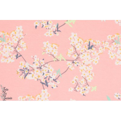 tissu coton Jersey AGF fleur de cerisier /rose art gallery fabric