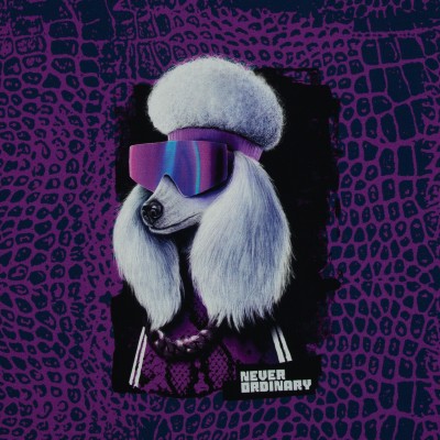 Panneau  French Terry ''Pawerful Pudel lilas'' By Thorsten Berger