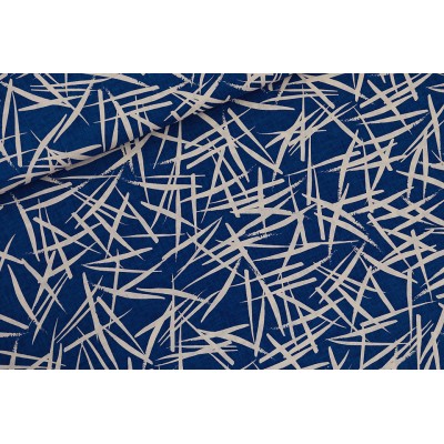 Ink Strokes - L - Mélange Lin Viscose - Bleu En Mer - R