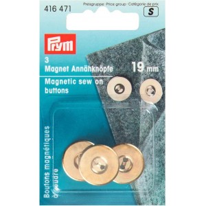 Boutons magnétiques à coudre, 19mm, doré PRYM416471