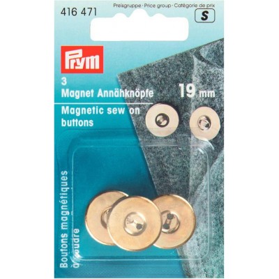 Boutons magnétiques à coudre, 19mm, doré PRYM416471