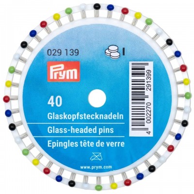 Épingles tête de verre, 0,60 x 30mm, multicolore, 40 pièces PRYM029139