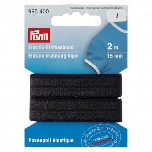 Prym love passepoil élastique 15mm noir  2m 995400