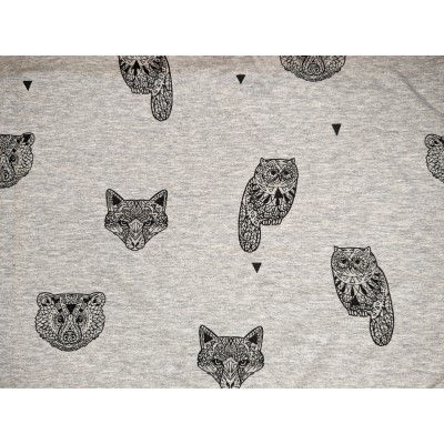 Sweat  french terry Animaux graphique gris