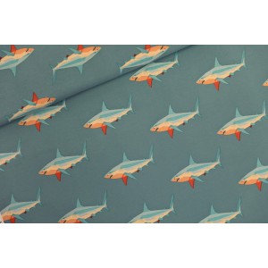 Sweat french terry  SYAS  Sharks - M - French Terry - Turquoise Poussiéreux - R