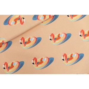 Sweat french terry  SYAS Inflatable Flamingos - M - French Terry - Beige Pêche - R
