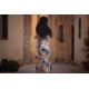 Wild Flowers - L - Ecovero Viscose Rayon Satin - Bleu Du Soir - R