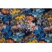 Wild Flowers - L - Toile de Coton Gabardine - Bleu Du Soir - R