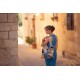 Wild Flowers - L - Toile de Coton Gabardine - Bleu Du Soir - R