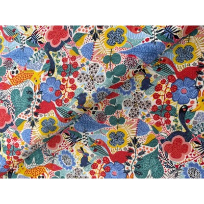 Popeline GOOD Things will come by helen Dartik - Clothworks - rouge