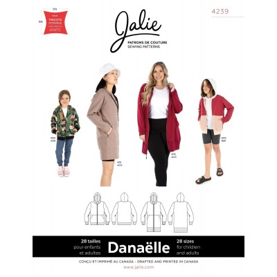 ¨Patron DANAËLLE - Capuche zippées Jalie adultes et enfants