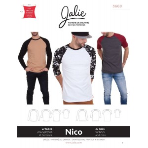 Patron jalie NICO - T-shirts raglan pour garçons et hommes